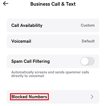 Tap Blocked Numbers