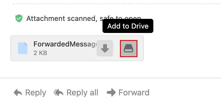 The Add to Drive button highlighted next to an attachment.