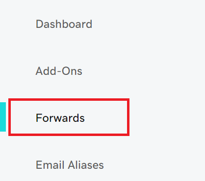 The Email & Office Dashboard left navigation with Forwards highlighted.