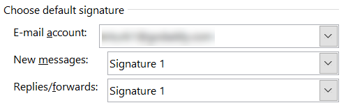 Pilih tanda tangan default