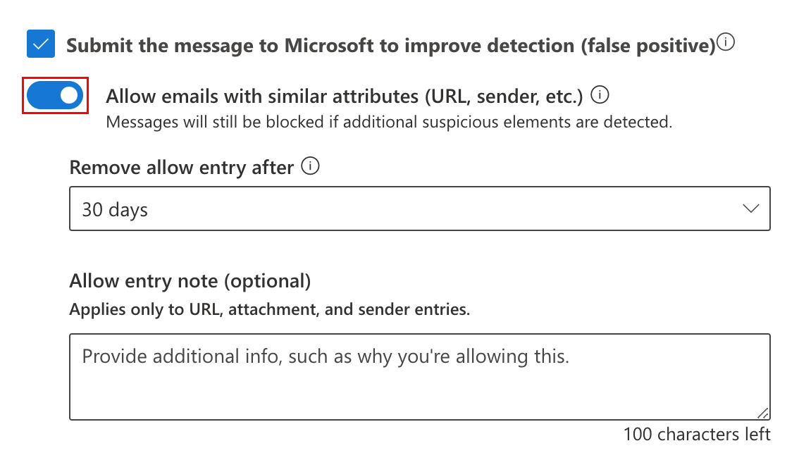 turn on allow message toggle