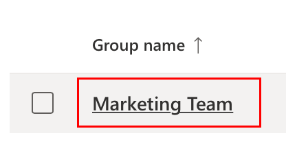 group name highlighted