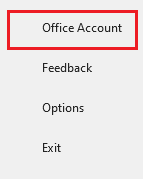 Select File and then select Office Account