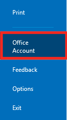 Select File and then select Office Account