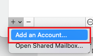Select the plus sign and then add an account