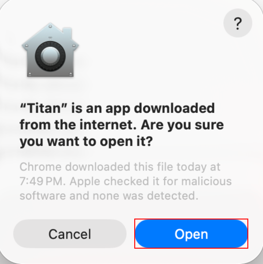 The macOS security warning prompt.