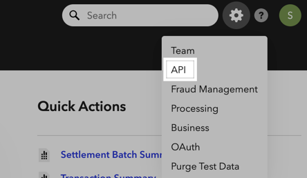 API 키에 액세스하기위한 메뉴 사진