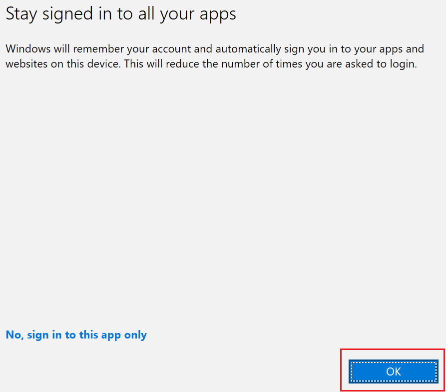 Stay signed in to all apps windows mail
