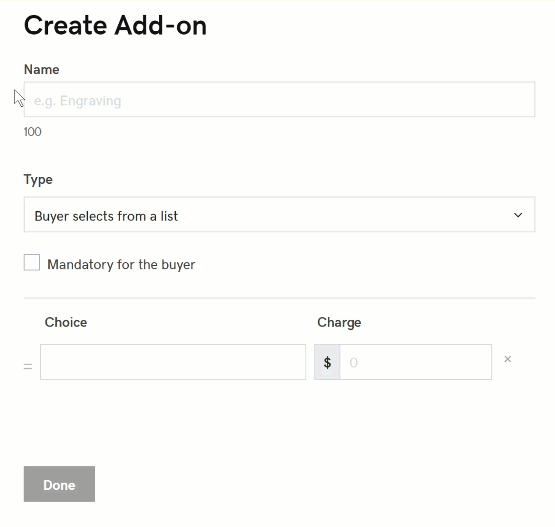 create add-on choice for a list