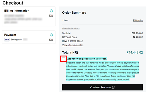 select auto-renew at checkout