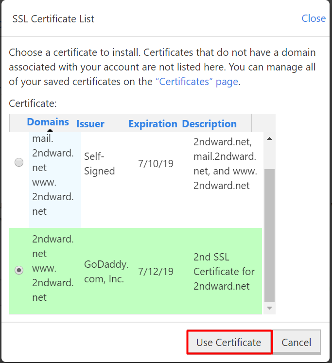 use certificate