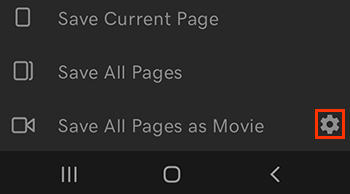 Icono de configuración de video en Android