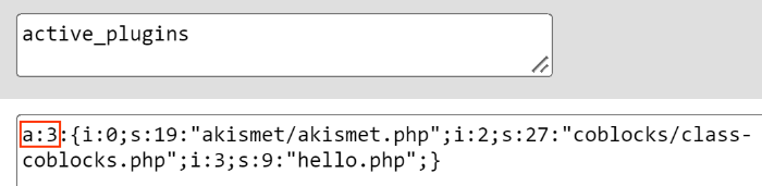 phpMyAdmin WordPress hat die Plugin-Nummer deaktiviert.