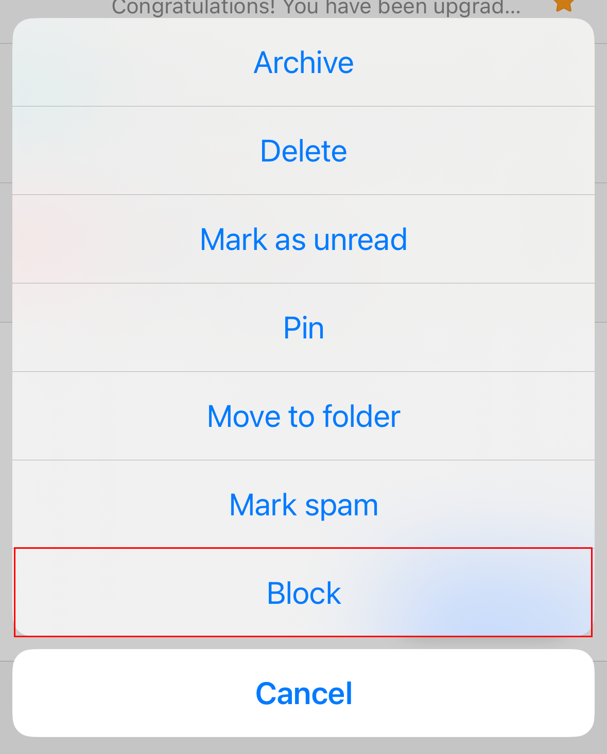 The Block button highlighted.
