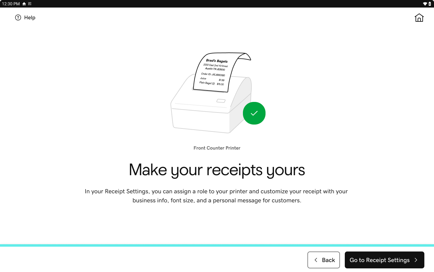 Printer receipt settings
