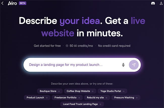 Airo AI Builder interface