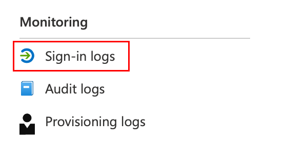 Sign-in logs highlighted in the Monitoring menu