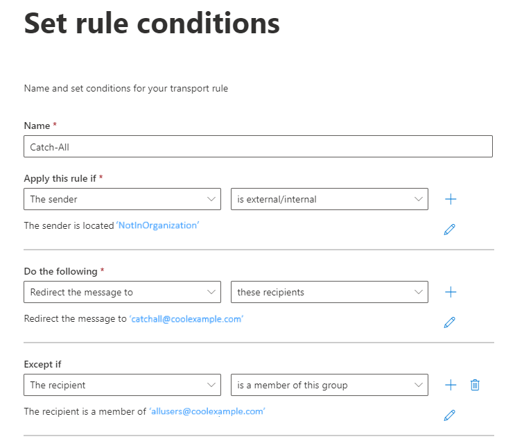 Set rule conditions