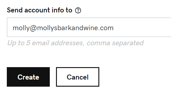Nhập địa chỉ email và tạo.