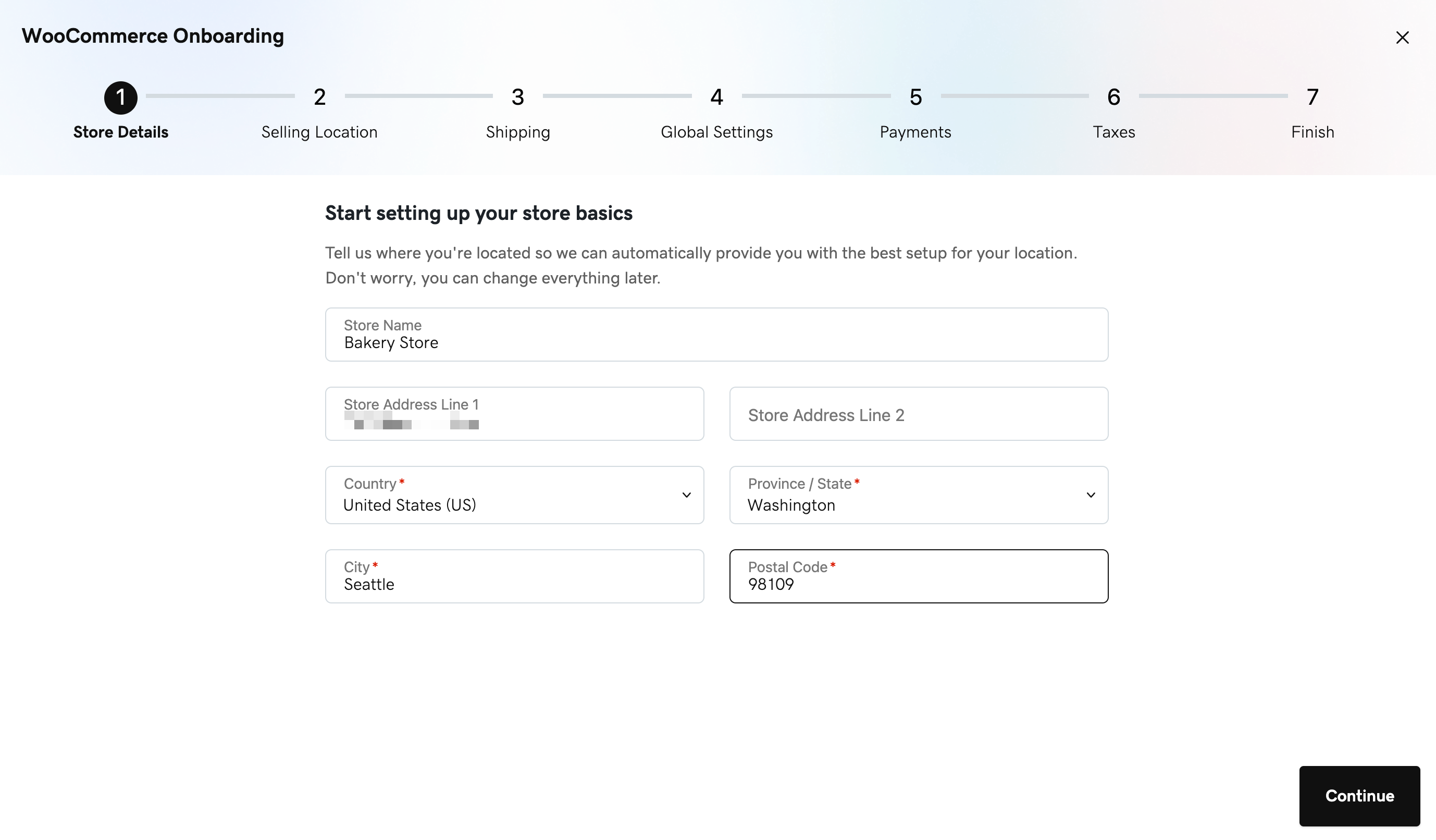 Store address fields from the onboarding wizard