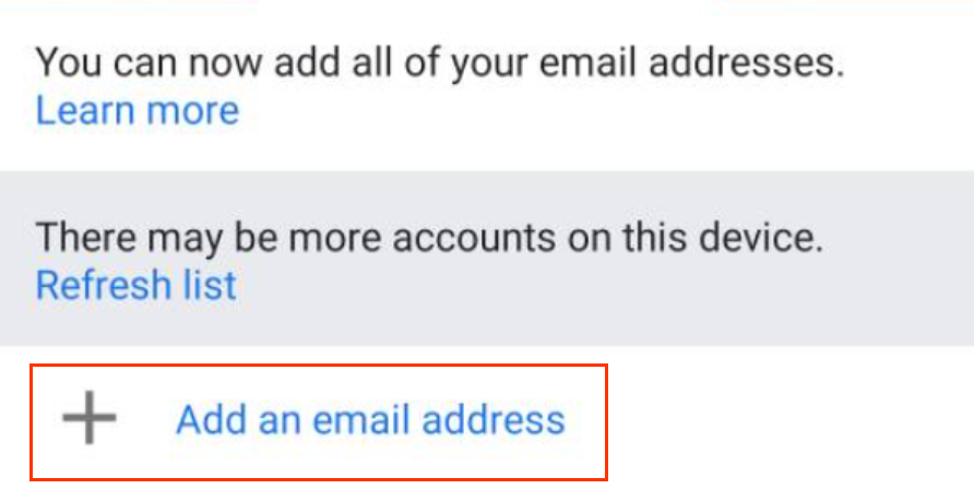 Tocar em add email address (adicionar endereço de email)