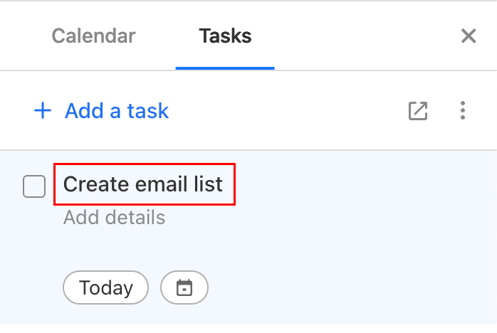 An example title of a task highlighted.