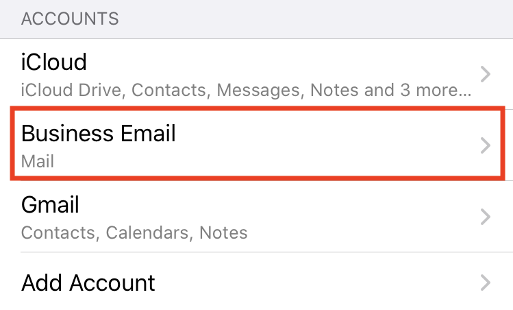 See Microsoft 365 email account display under Accounts