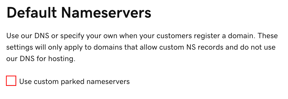selecione usar nomes de servidores personalizados