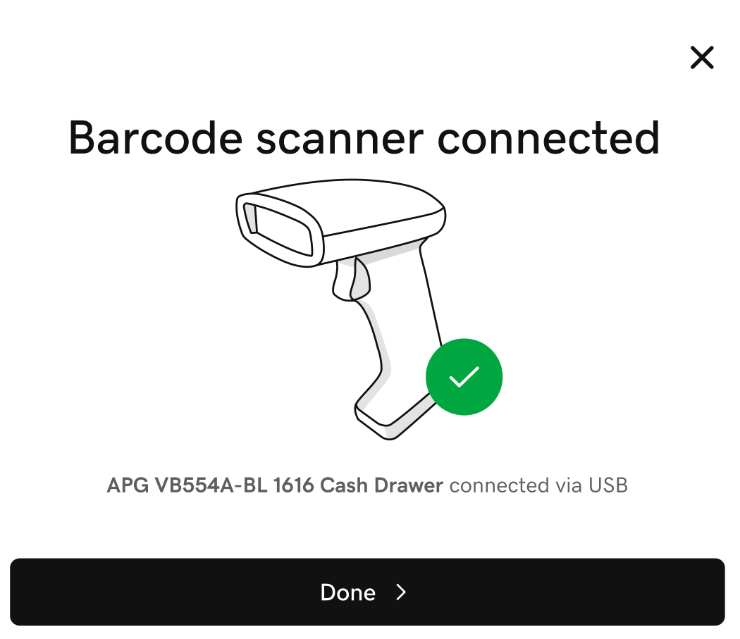 Barcode scanner connection confirmation