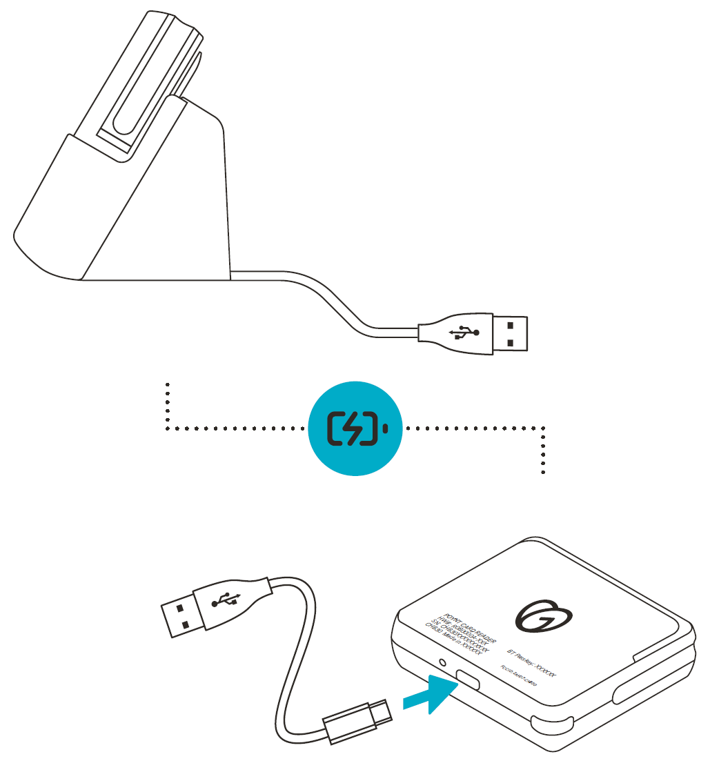 charge the device with a charging cradle or USB cord