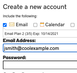 Enter email name and select domain