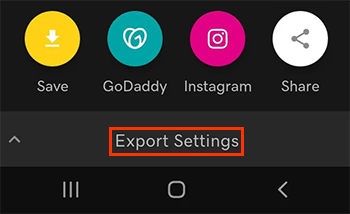Αγγίξτε Export Settings (Ρυθμίσεις εξαγωγής) για να δείτε τις ρυθμίσεις στο Android