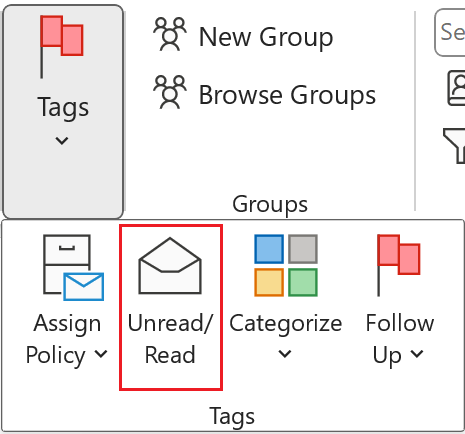 Select Tags, and then Unread/Read