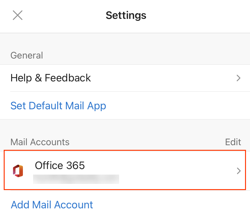 Se muestra tu nueva cuenta de correo electrónico de Microsoft 365 en Configuración