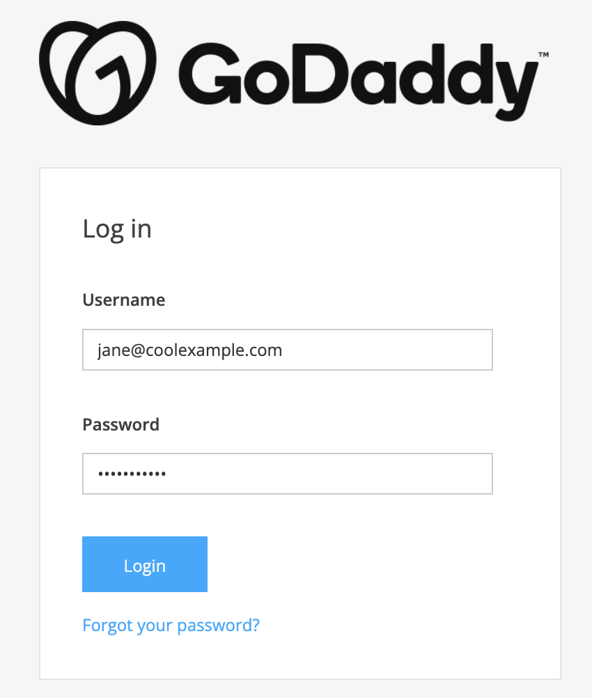 A sample username and password entered into each field.