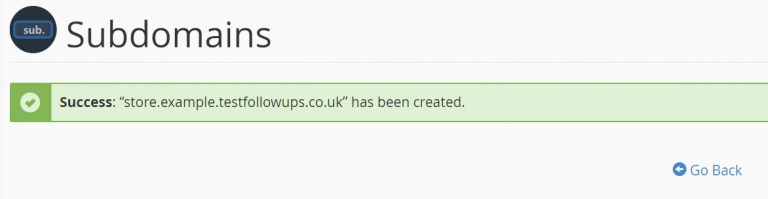 Subdomain Creation Success