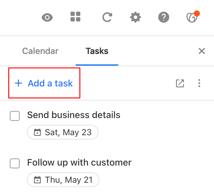 The + Add a task button highlighted.