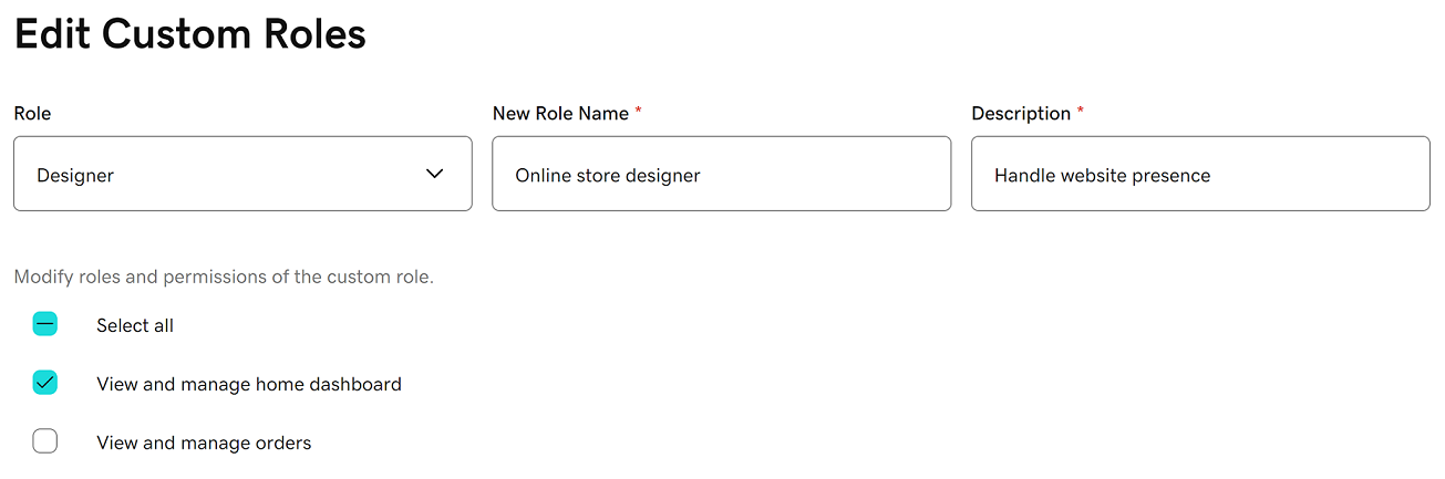 Customize a web user in Commerce Home