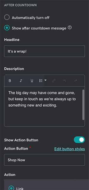 Action button and options