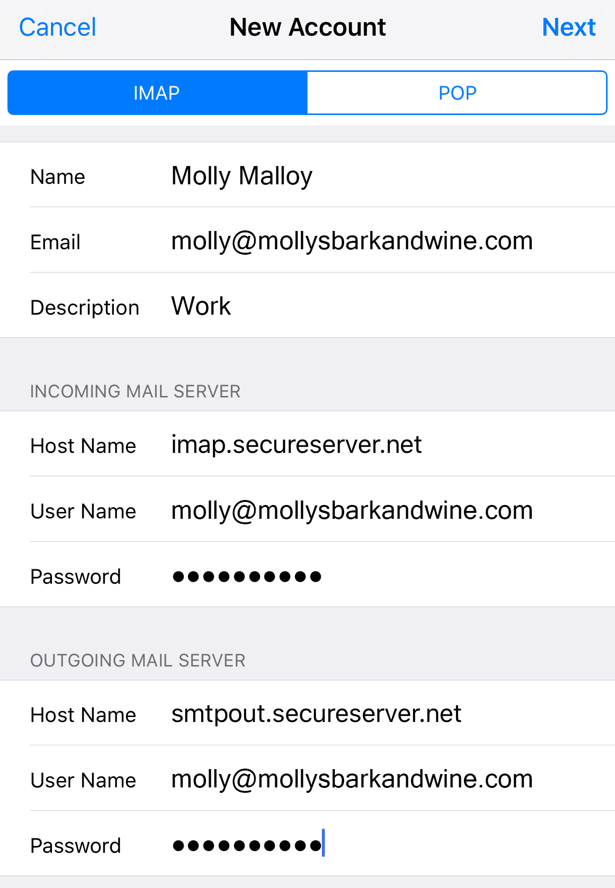 godaddy email account settings for mac mail