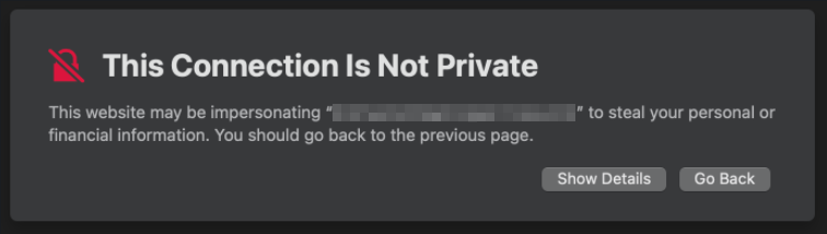 Aviso Esta ligação não é privada no macOS 11.4