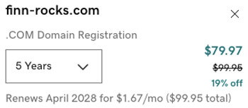 Select how many years to buy the domain for