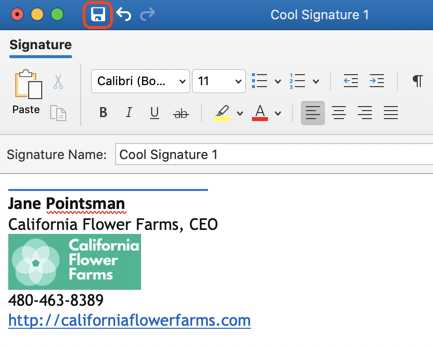 how to set up signature outlook mac app