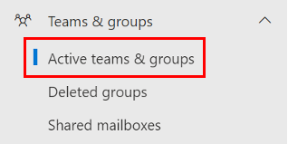 seleziona Team e gruppi attivi