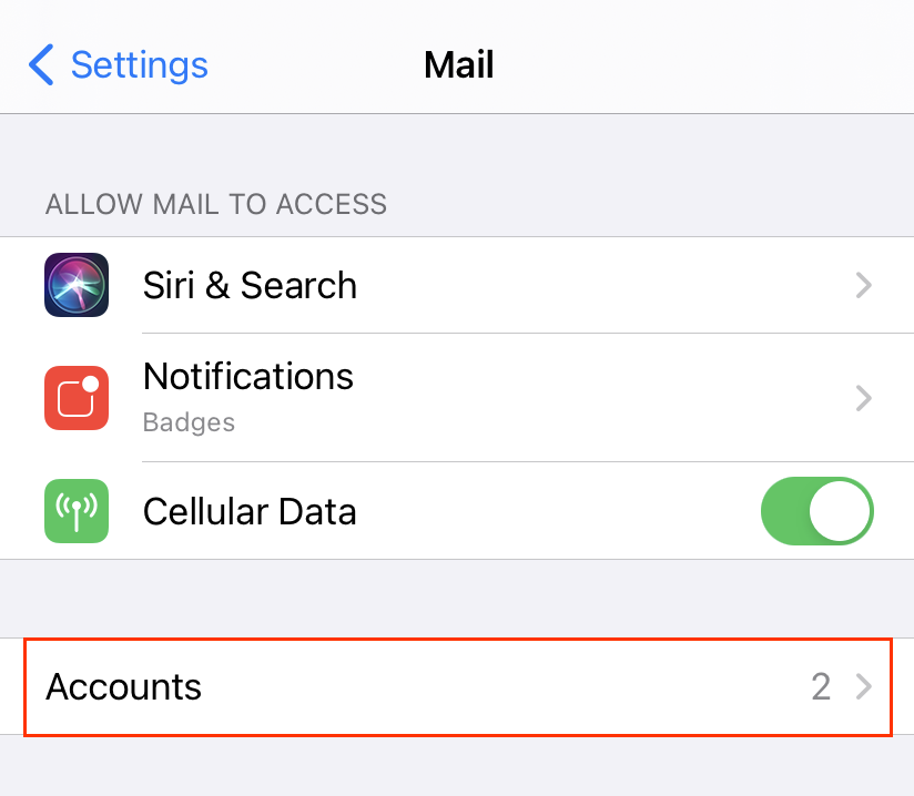 In Mail, tap Accounts