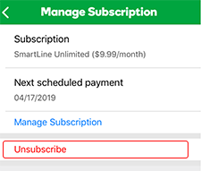 Tap Unsubscribe