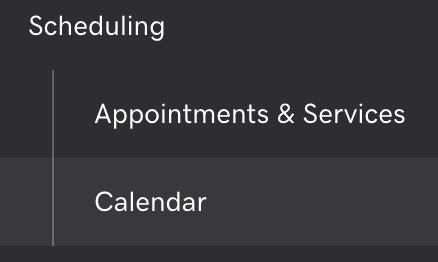 W+M Scheduling > Calendar menu