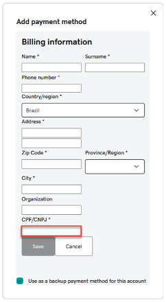 update cpf/cnpj number