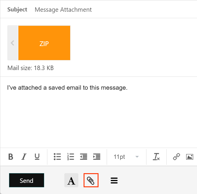 Paperclip icon and message attachment