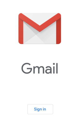 Gmail red and white envelope icon above sign in button